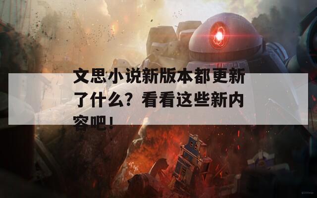 文思小说新版本都更新了什么？看看这些新内容吧！