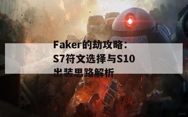 Faker的劫攻略：S7符文选择与S10出装思路解析