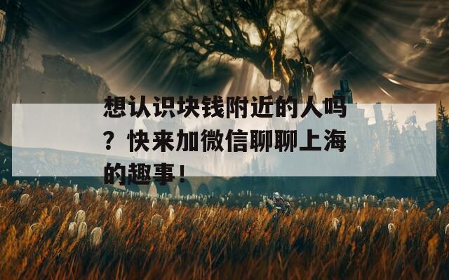 想认识块钱附近的人吗？快来加微信聊聊上海的趣事！