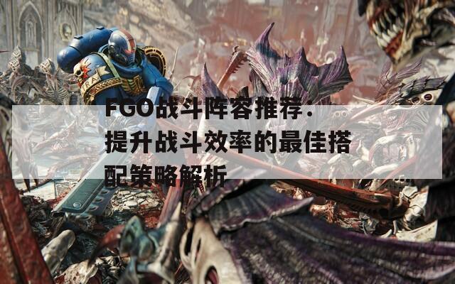 FGO战斗阵容推荐：提升战斗效率的最佳搭配策略解析