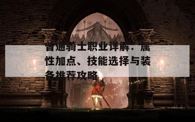 普通骑士职业详解：属性加点、技能选择与装备推荐攻略
