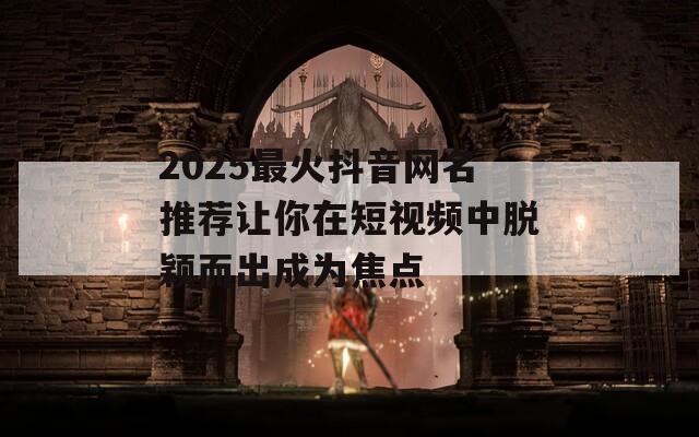 2025最火抖音网名推荐让你在短视频中脱颖而出成为焦点