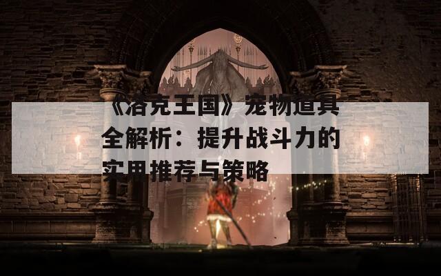 《洛克王国》宠物道具全解析：提升战斗力的实用推荐与策略