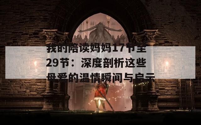 我的陪读妈妈17节至29节：深度剖析这些母爱的温情瞬间与启示