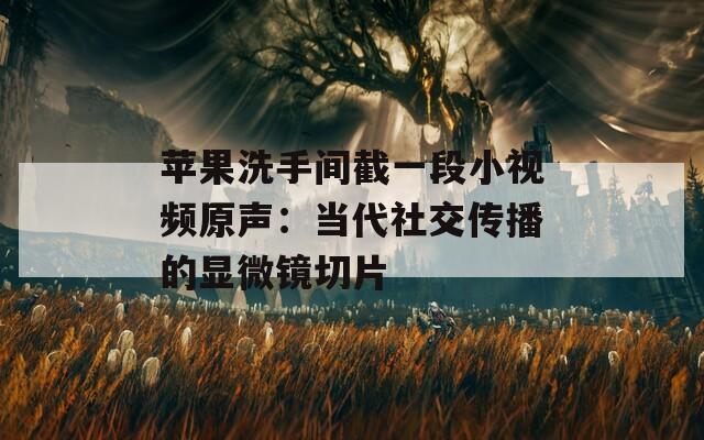 苹果洗手间截一段小视频原声：当代社交传播的显微镜切片