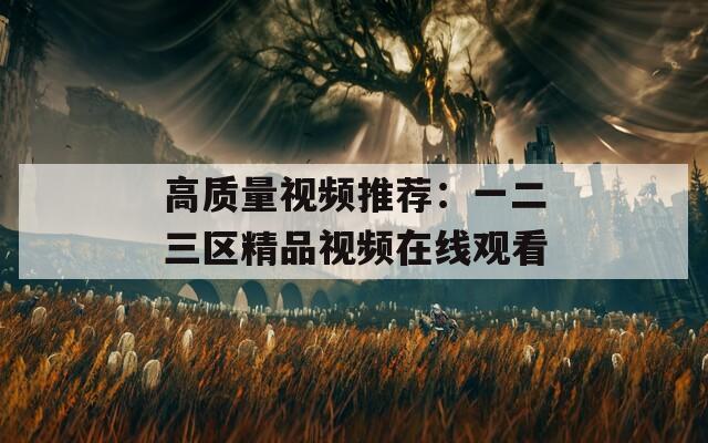 高质量视频推荐：一二三区精品视频在线观看