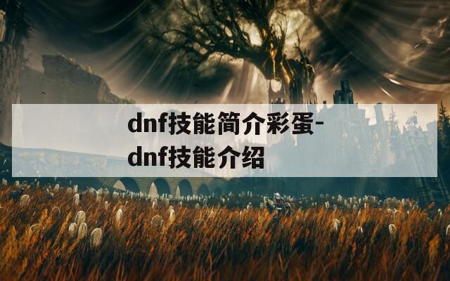 dnf技能简介彩蛋-dnf技能介绍