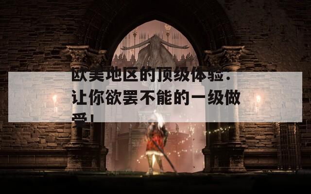 欧美地区的顶级体验：让你欲罢不能的一级做受！
