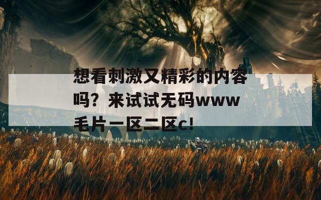 想看刺激又精彩的内容吗？来试试无码www毛片一区二区c！