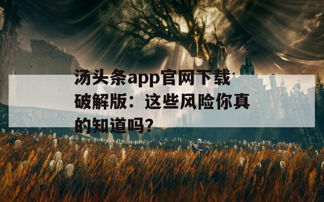 汤头条app官网下载破解版：这些风险你真的知道吗？