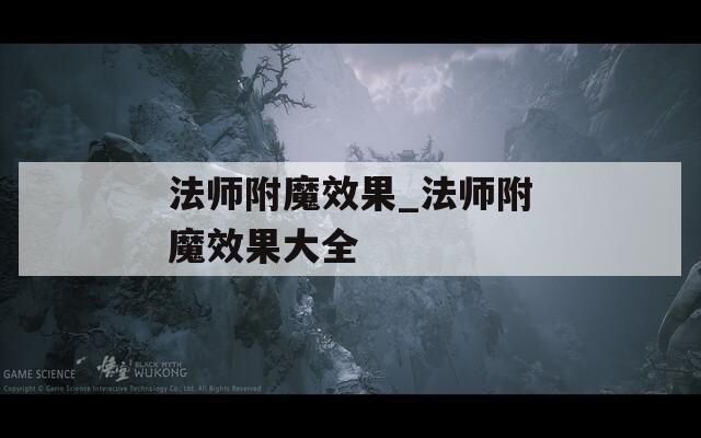 法师附魔效果_法师附魔效果大全