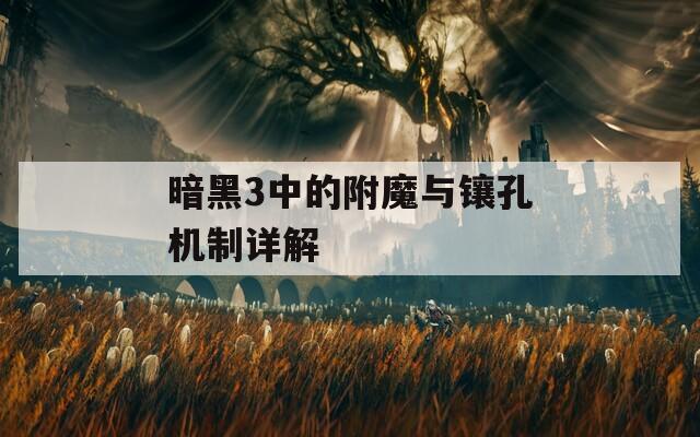 暗黑3中的附魔与镶孔机制详解