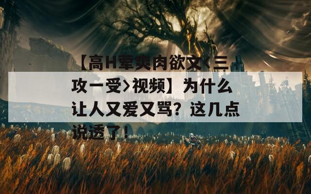 【高H荤爽肉欲文〈三攻一受〉视频】为什么让人又爱又骂？这几点说透了！