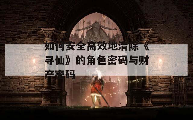 如何安全高效地清除《寻仙》的角色密码与财产密码