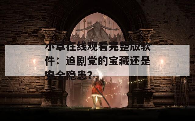 小草在线观看完整版软件：追剧党的宝藏还是安全隐患？