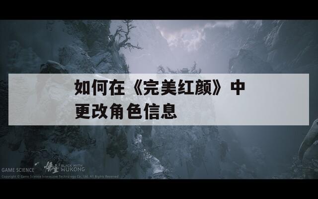 如何在《完美红颜》中更改角色信息